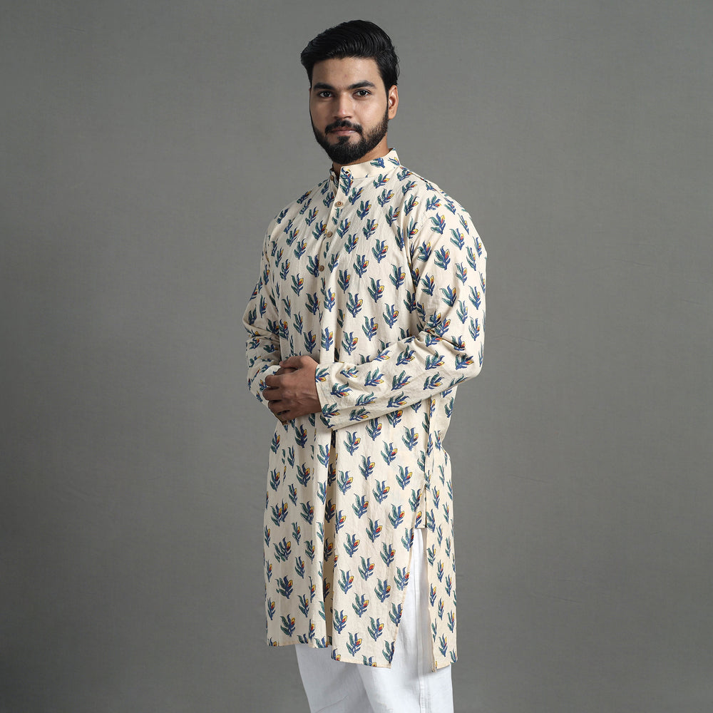 Block Print Cotton Sanganeri Kurta for Men (Long) 13