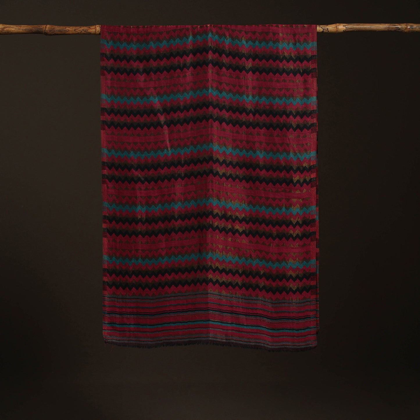 Zig Zag Zari Weave Fine Wool Stole for Women 93