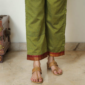 Green - Dharwad Cotton Kurta with Palazzo & Dupatta Set 14