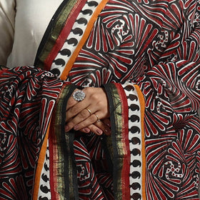 Red- printed chanderi silk bagru dupatta 26 - handcrafted