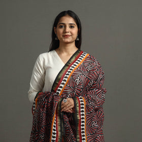 Red- printed chanderi silk bagru dupatta 26 - handcrafted