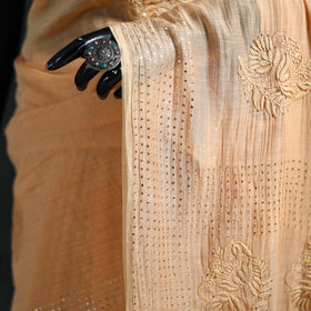 Lucknowi Chikankari Heavy Mukaish Work Pure Mul Chanderi Saree 03