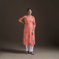 Gota Work Floral Sanganeri Block Print Cotton A-Line Angrakha Kurta for Women 19