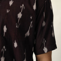 Brown - Pochampally Ikat Weave Cotton Men Half Sleeve Shirt 09