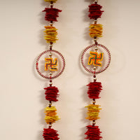 Chakra Swastik - Handmade Felt & Beadwork Wall Hanging (set of 2)