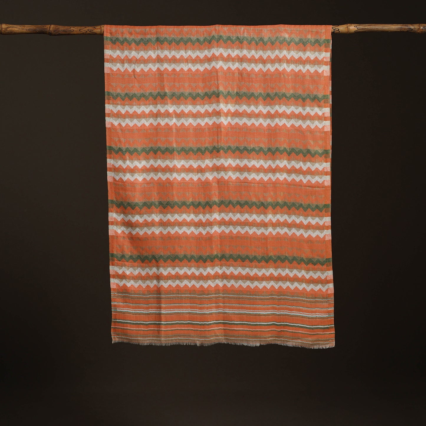 Zig Zag Zari Weave Fine Wool Stole for Women 92
