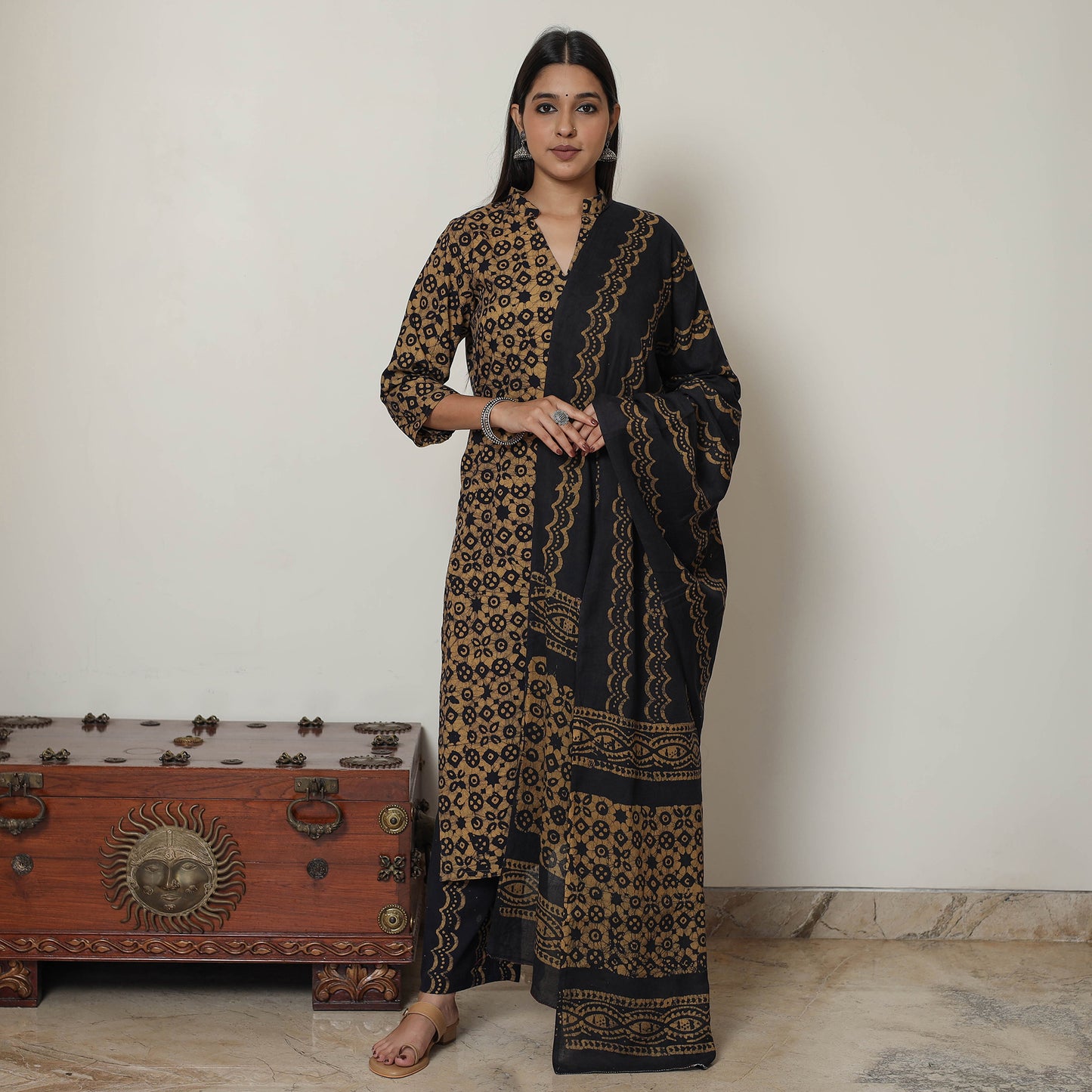 Batik Kurta with Palazzo & Dupatta Set