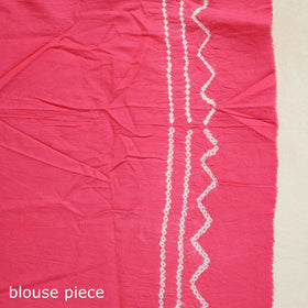 Brown - Kutch Bandhani Tie-Dye Cotton Saree with Blouse Piece