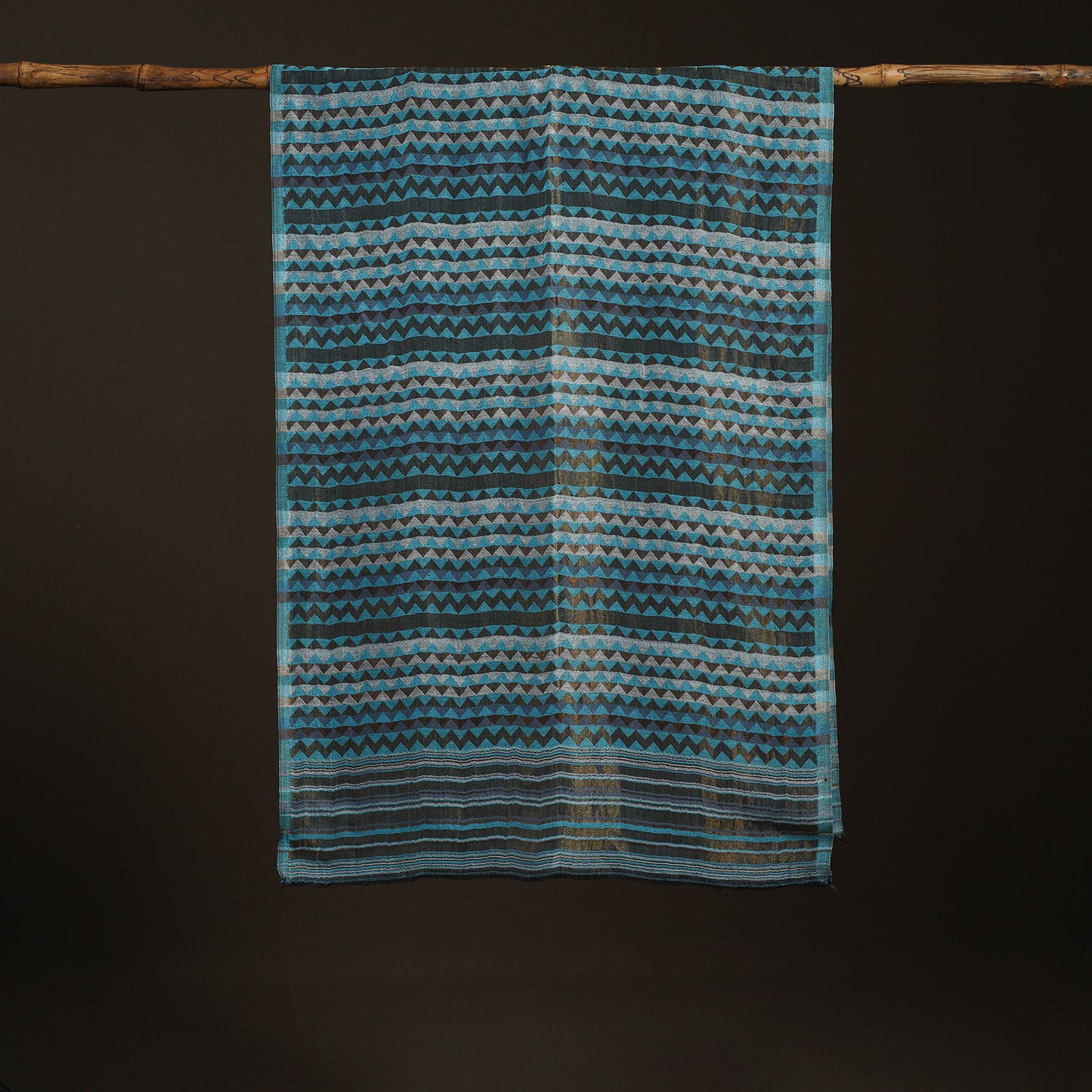 Zig Zag Zari Weave Fine Wool Stole for Women 91