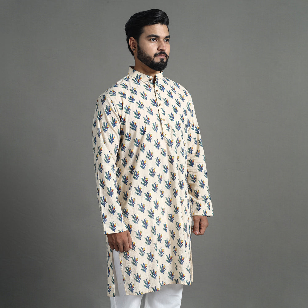 Block Print Cotton Sanganeri Kurta for Men (Long) 13