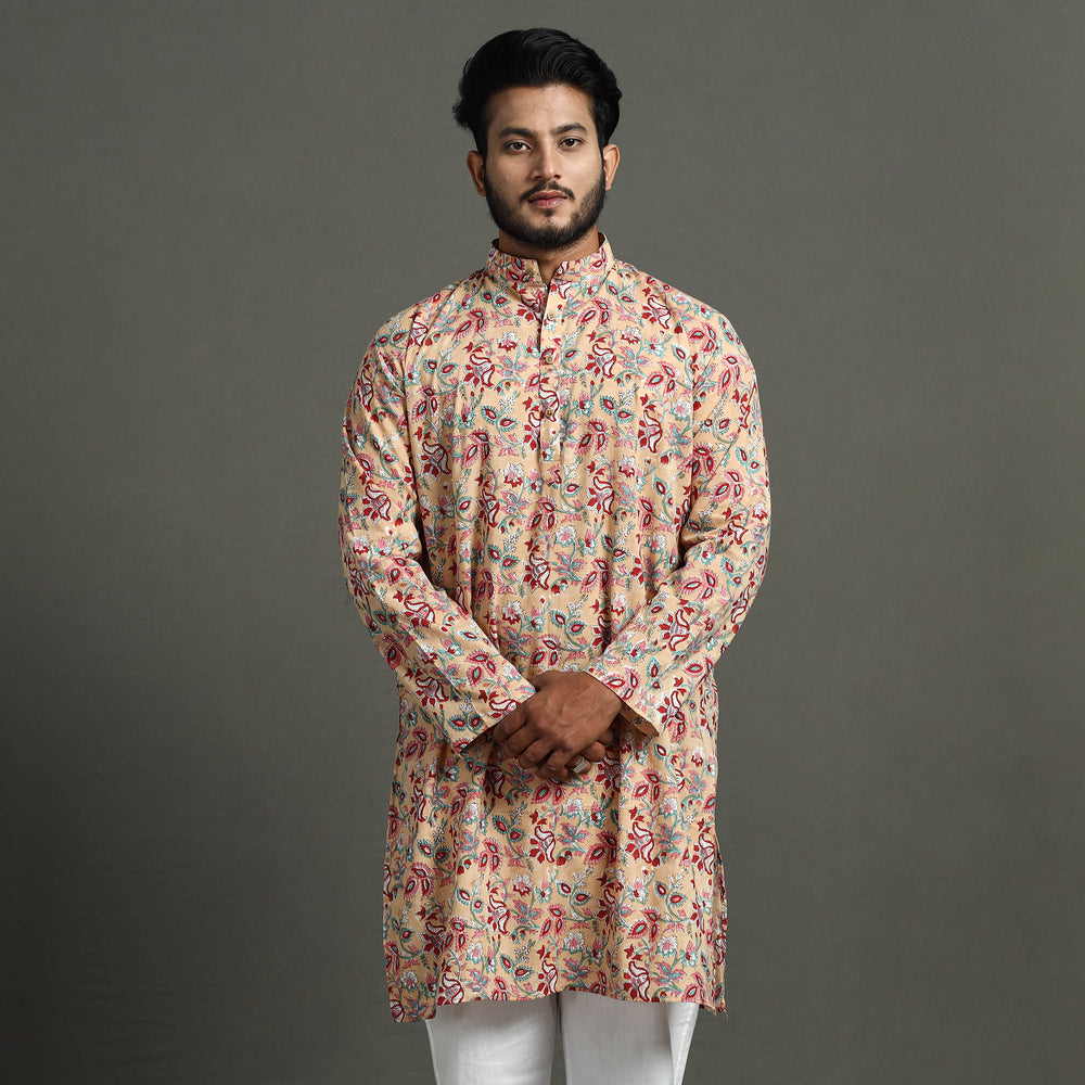 Sanganeri Block Printed Cotton Men Long Kurta 07