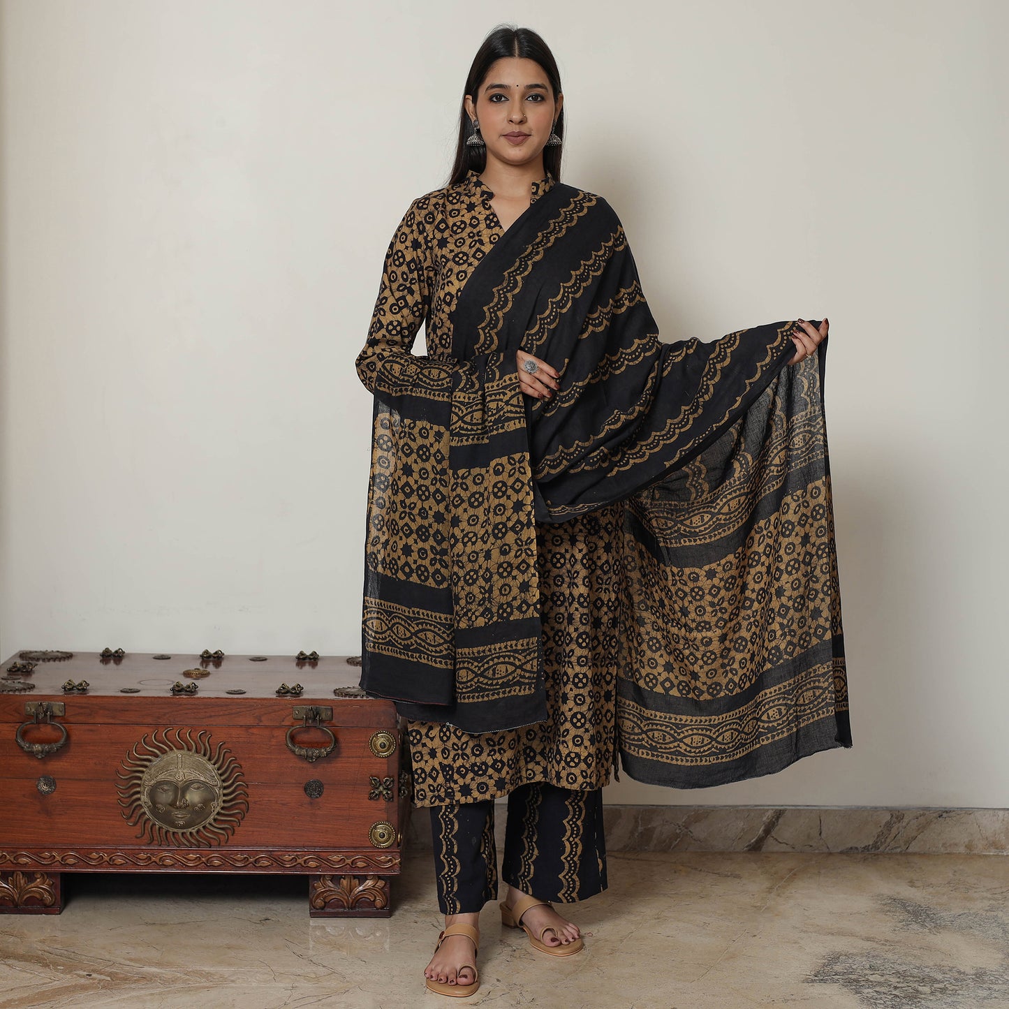 Batik Kurta with Palazzo & Dupatta Set