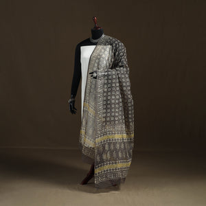 Ajrakh Vanaspati Hand Block Print Natural Dyed Kota Doria Cotton Dupatta 15