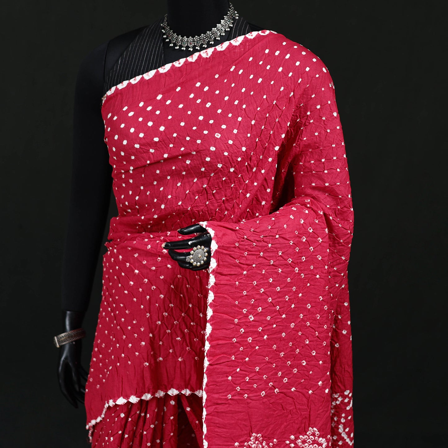 Kutch Bandhani Tie-Dye Cotton Saree 20