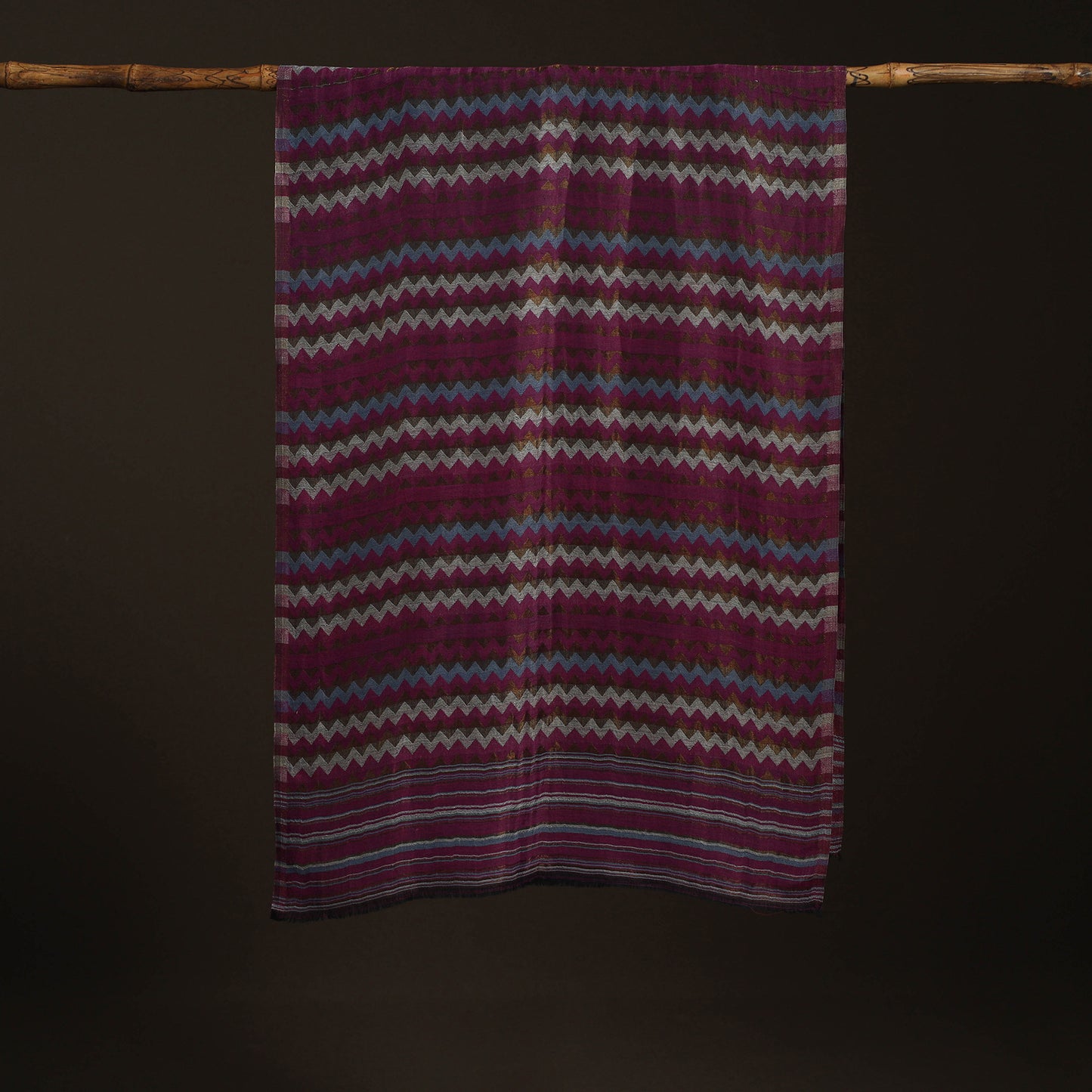 Zig Zag Zari Weave Fine Wool Stole for Women 90