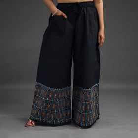 Black - kantha hand embroidery palazzo in cotton 09