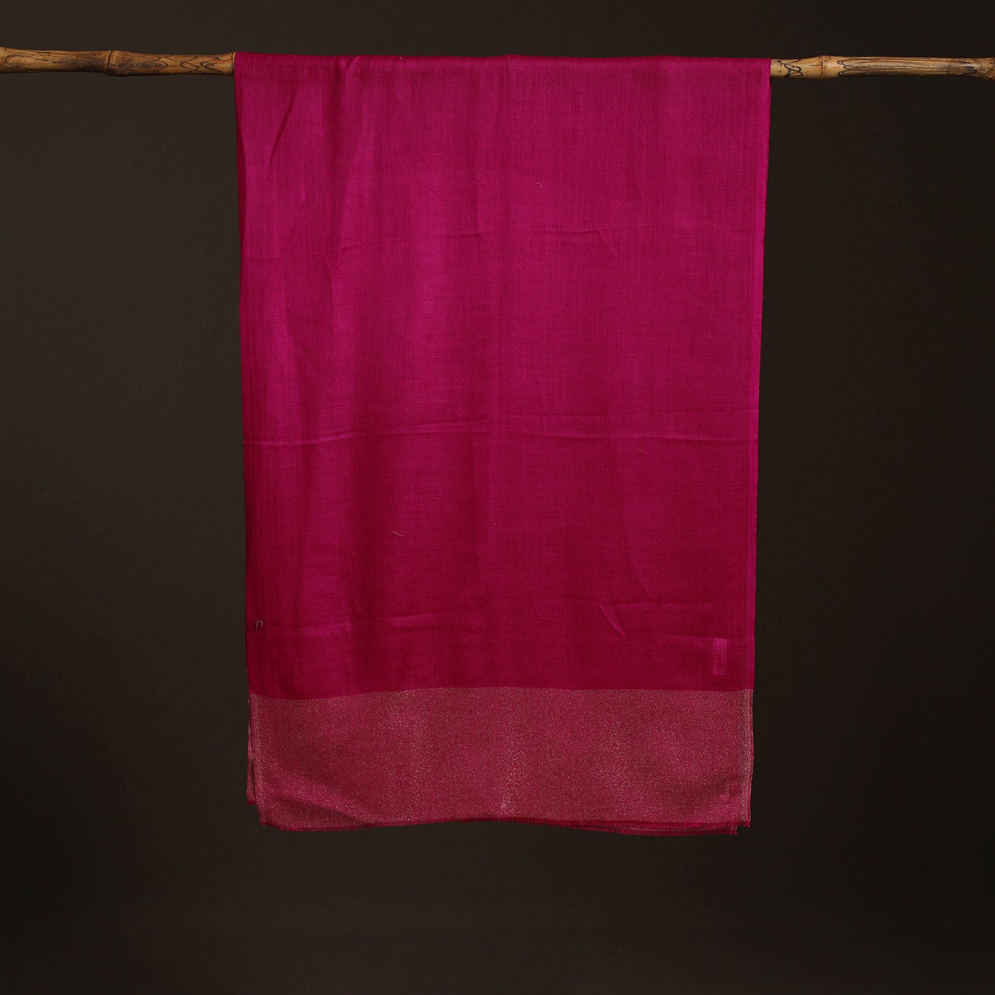 Plain Diamond Weave Fine Wool Zari Border Stole for Women 89