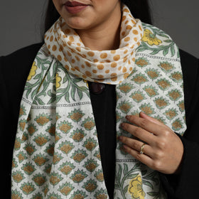 Multicolor - pure wool sanganeri stole 27 - handcrafted