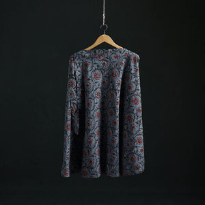Blue - Bagru Hand Block Print Cotton Wrap Around Skirt 15