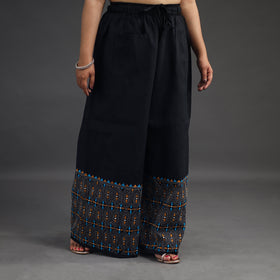 Black - kantha hand embroidery palazzo in cotton 09