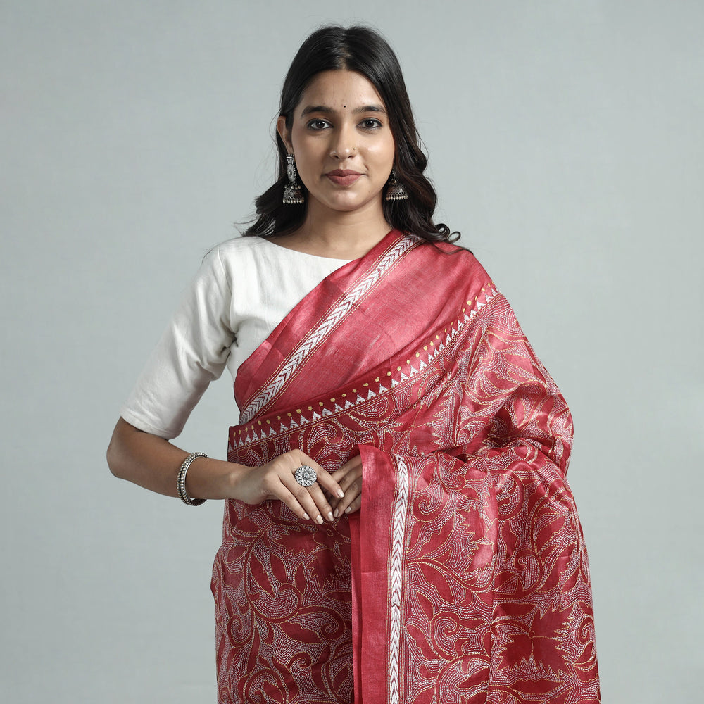 Kantha Embroidery Saree