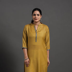 Buy Yellow Plain Merino Woolen Kurta for Women