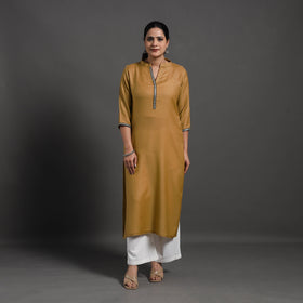 Buy Yellow Plain Merino Woolen Kurta for Women