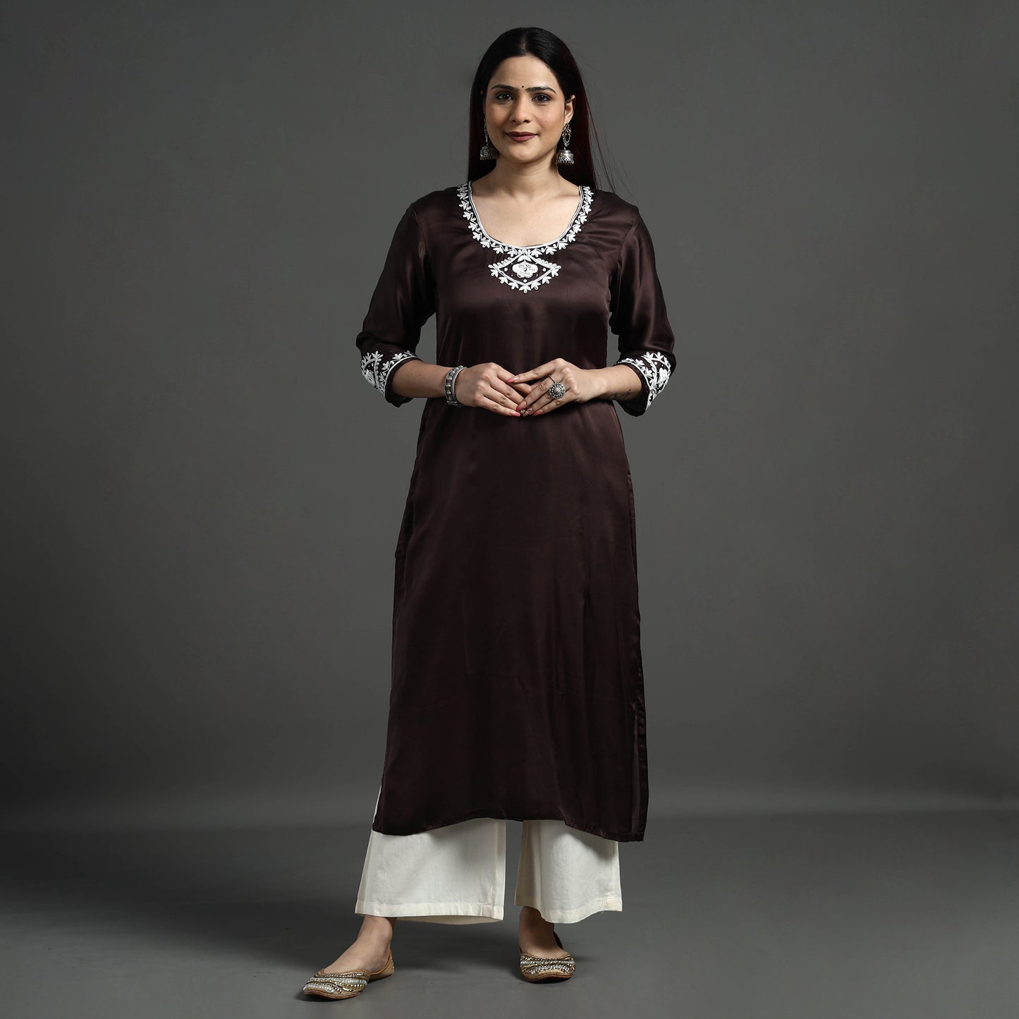 embroidery silk kurta