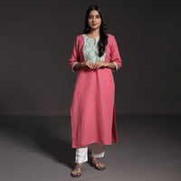 Kumaun Handwoven Merino Wool with Sanganeri Patchwork Long Kurta