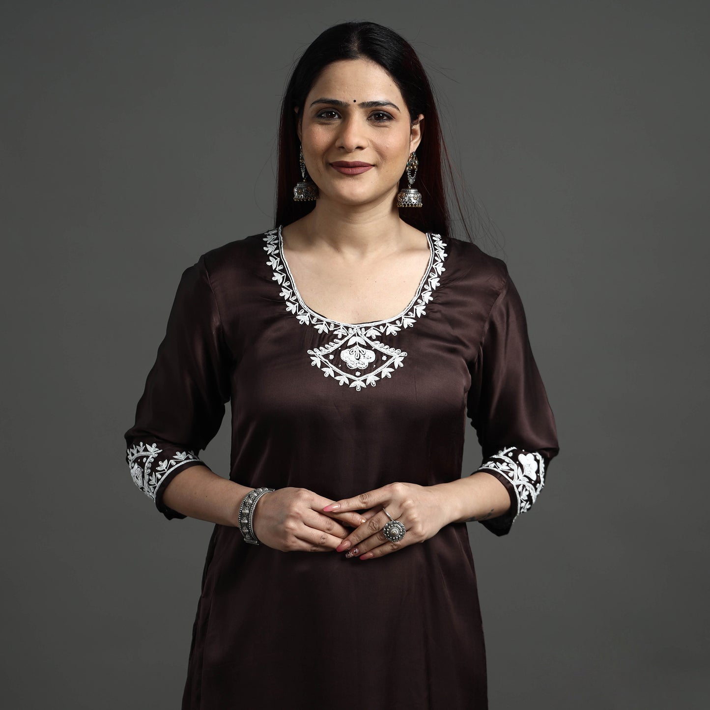 embroidery silk kurta