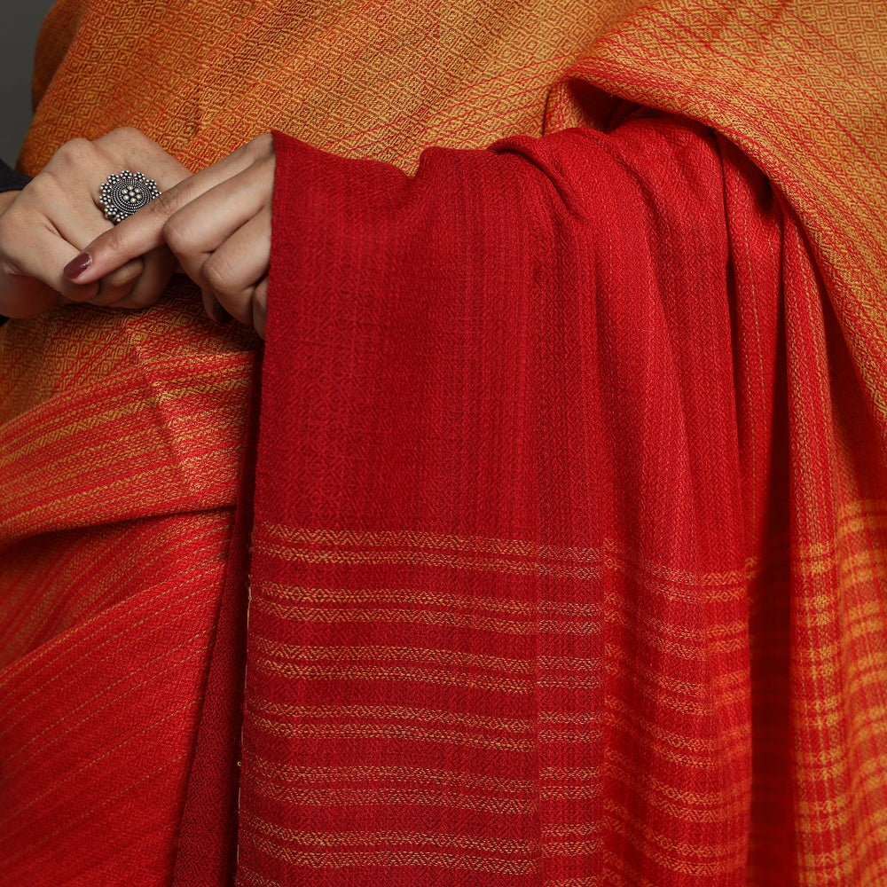 Multicolor - Kumaun Handwoven Pure Merino Woolen Saree 04