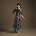 Hand Block Print Cotton Straight Long Ajrakh Kurta for Women 07