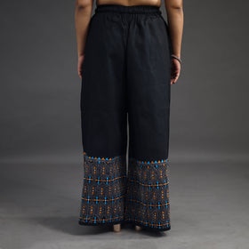 Black - kantha hand embroidery palazzo in cotton 09