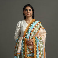 Multicolor - Block Printed Chanderi Silk Sanganeri Dupatta 28