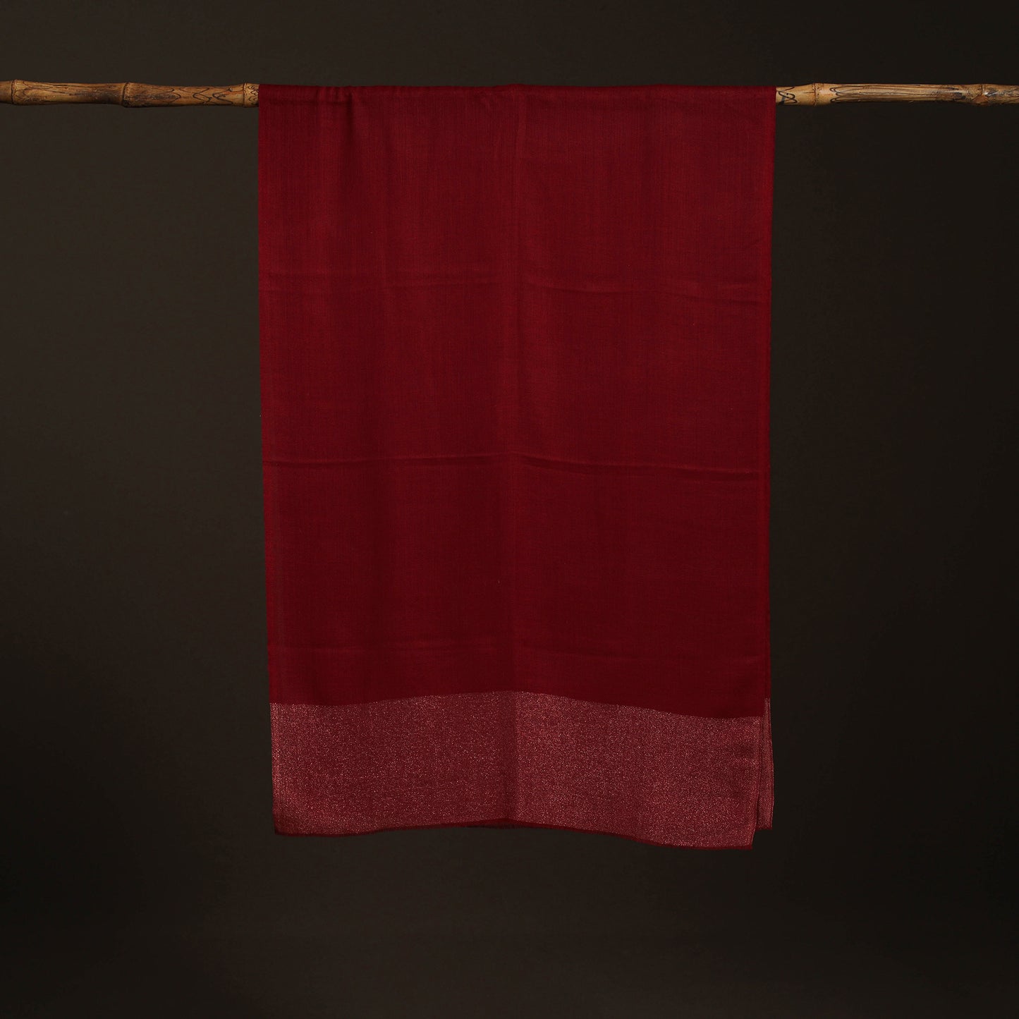 Plain Diamond Weave Fine Wool Zari Border Stole for Women 87