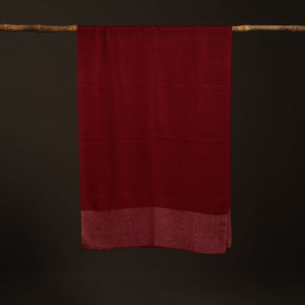 Plain Diamond Weave Fine Wool Zari Border Stole for Women 87