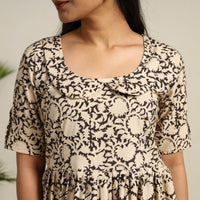 Pedana Block Print Cotton Flared Kalamkari Dress 09