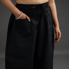 Black - kantha hand embroidery palazzo in cotton 09