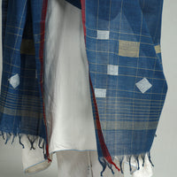 Blue - Godavari Jamdani Buti Handloom Handspun Cotton Dupatta with Tassels 12