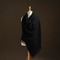 Black - Kumaun Handwoven Pure Merino Wool Shawl 02