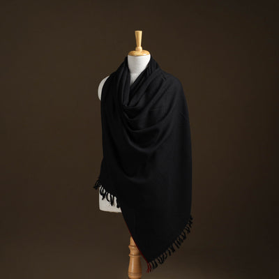 Black - Kumaun Handwoven Pure Merino Wool Shawl 02