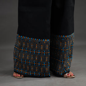 Black - kantha hand embroidery palazzo in cotton 09