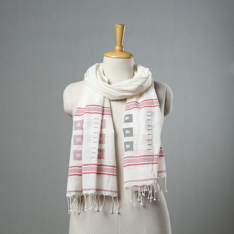 Handloom Cotton Burdwan Jamdani Stole with Tassels 10