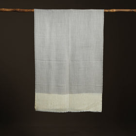 Plain Diamond Weave Fine Wool Zari Border Stole for Women 85