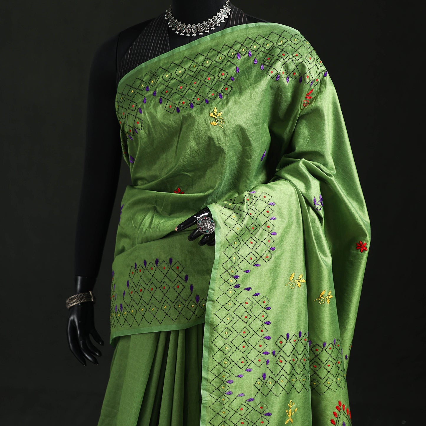 Hand Embroidered Silk Saree 66