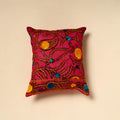 Buy Pink Silk Cotton Phulkari Embroidered Cushion Cover