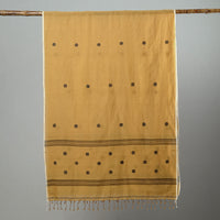 Brown - Burdwan Jamdani Cotton Handloom Stole with Tassels 05