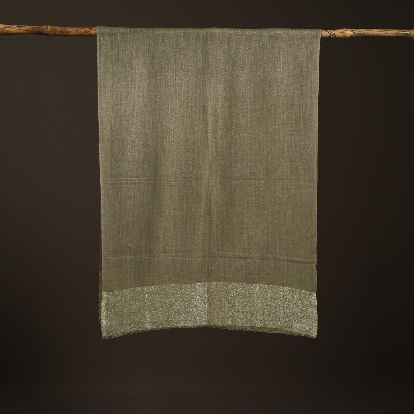 Plain Diamond Weave Fine Wool Zari Border Stole for Women 84