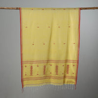 Yellow - Burdwan Jamdani Cotton Handloom Stole with Tassels 01