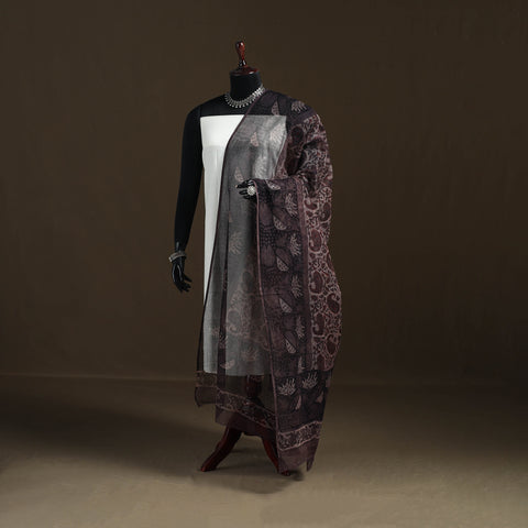 Ajrakh Vanaspati Hand Block Print Natural Dyed Kota Doria Cotton Dupatta 17